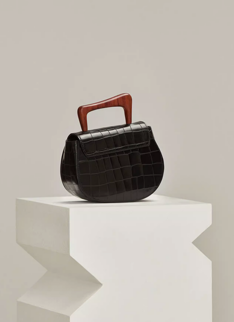 Solange Shoulder Bag - Croco Black